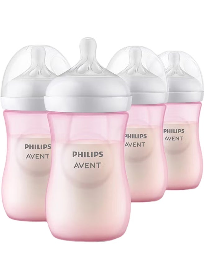 زجاجة رضاعة طبيعية للأطفال مع استجابة طبيعية، لون وردي، 260 مل، مناسبة للأطفال من عمر شهر فما فوق، 4